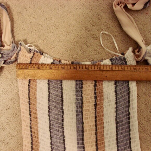 Wide Leg Jumpsuit Smocked Top Striped Off Shoulder Ocean Drive Beach Medium - Picture 11 of 15